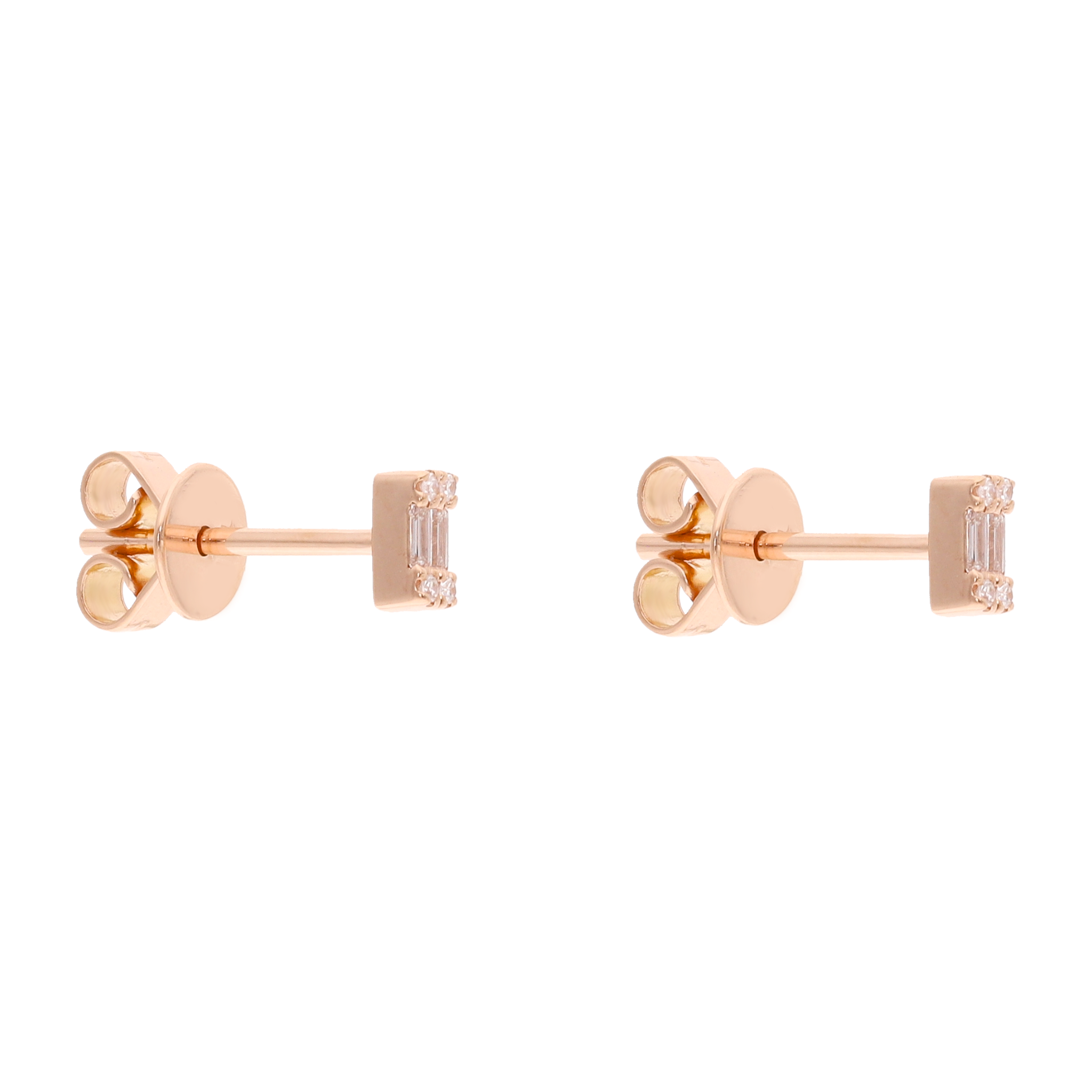 Broquel mini baguettes y brillantes 14K