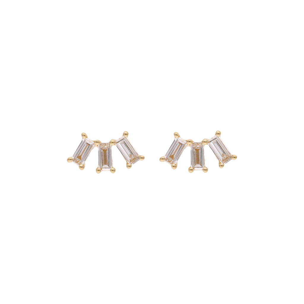 Broqueles 3 baguettes 14K