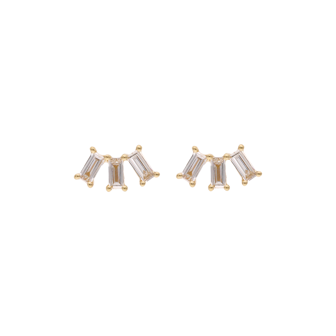 Broqueles 3 baguettes 14K