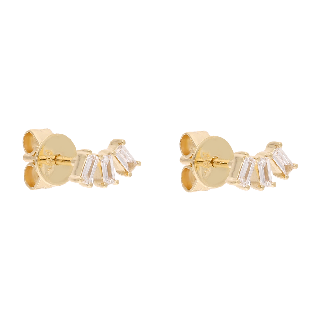 Broqueles 3 baguettes 14K