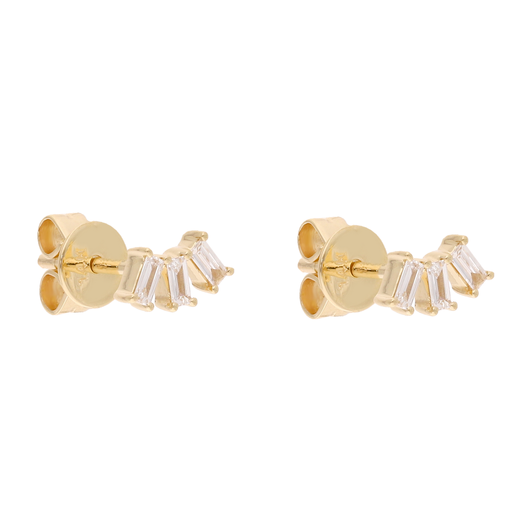Broqueles 3 baguettes 14K