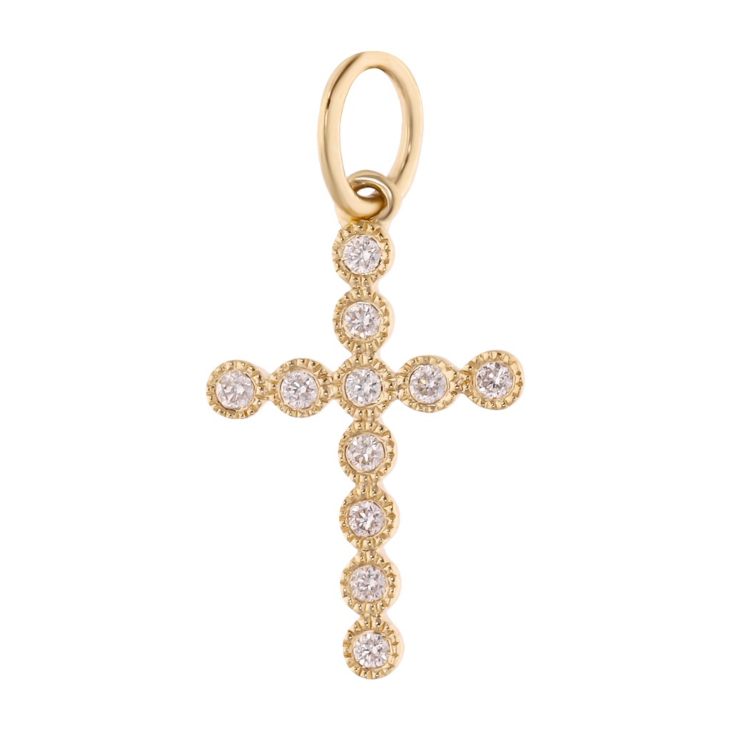 Cruz chica diamantes oro amarillo 14K