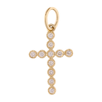Cruz chica diamantes oro amarillo 14K