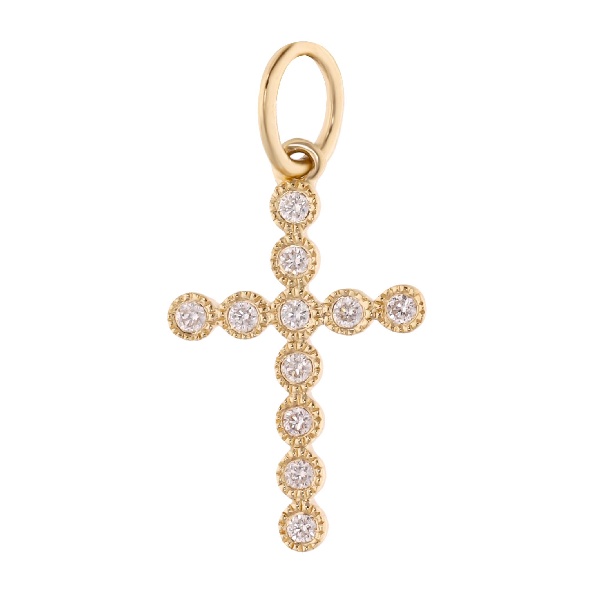 Cruz chica diamantes oro amarillo 14K