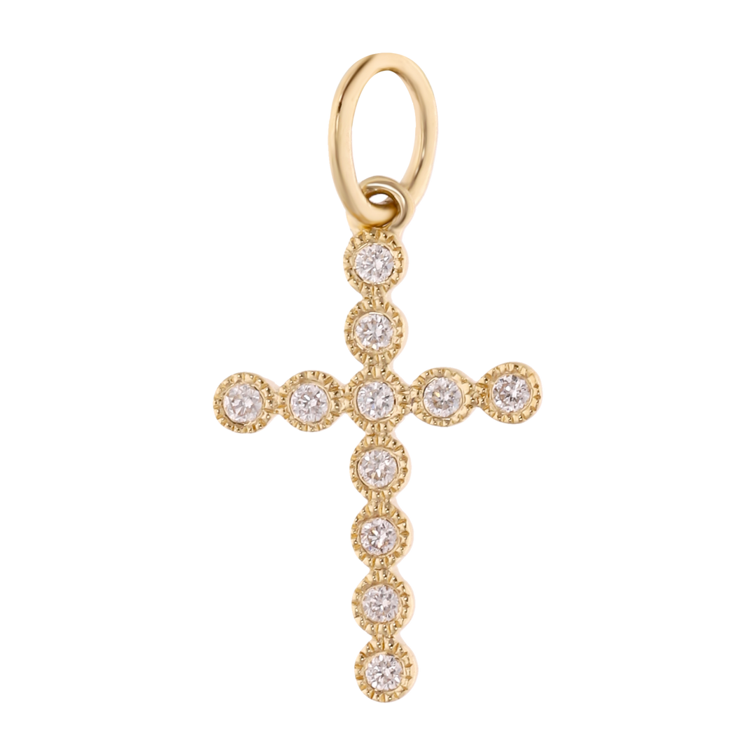 Cruz chica diamantes oro amarillo 14K