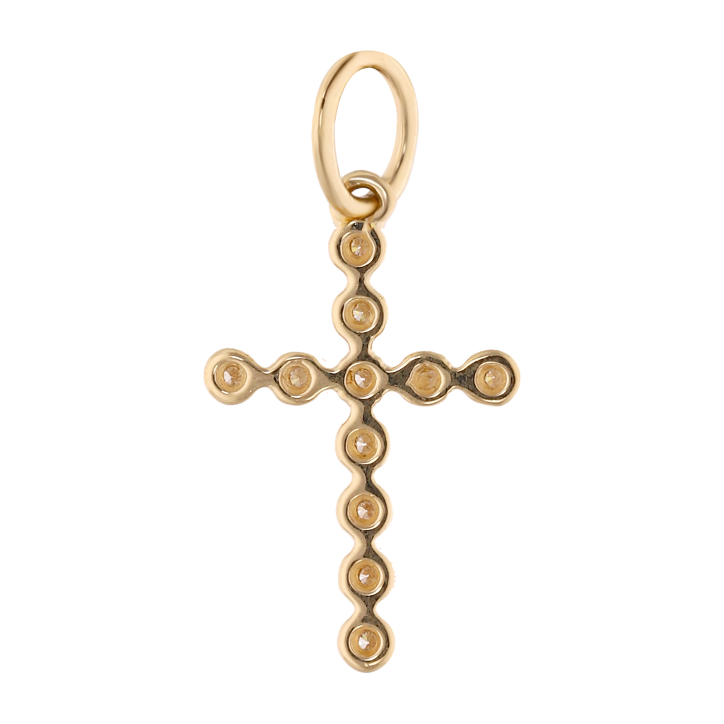 Cruz chica diamantes oro amarillo 14K