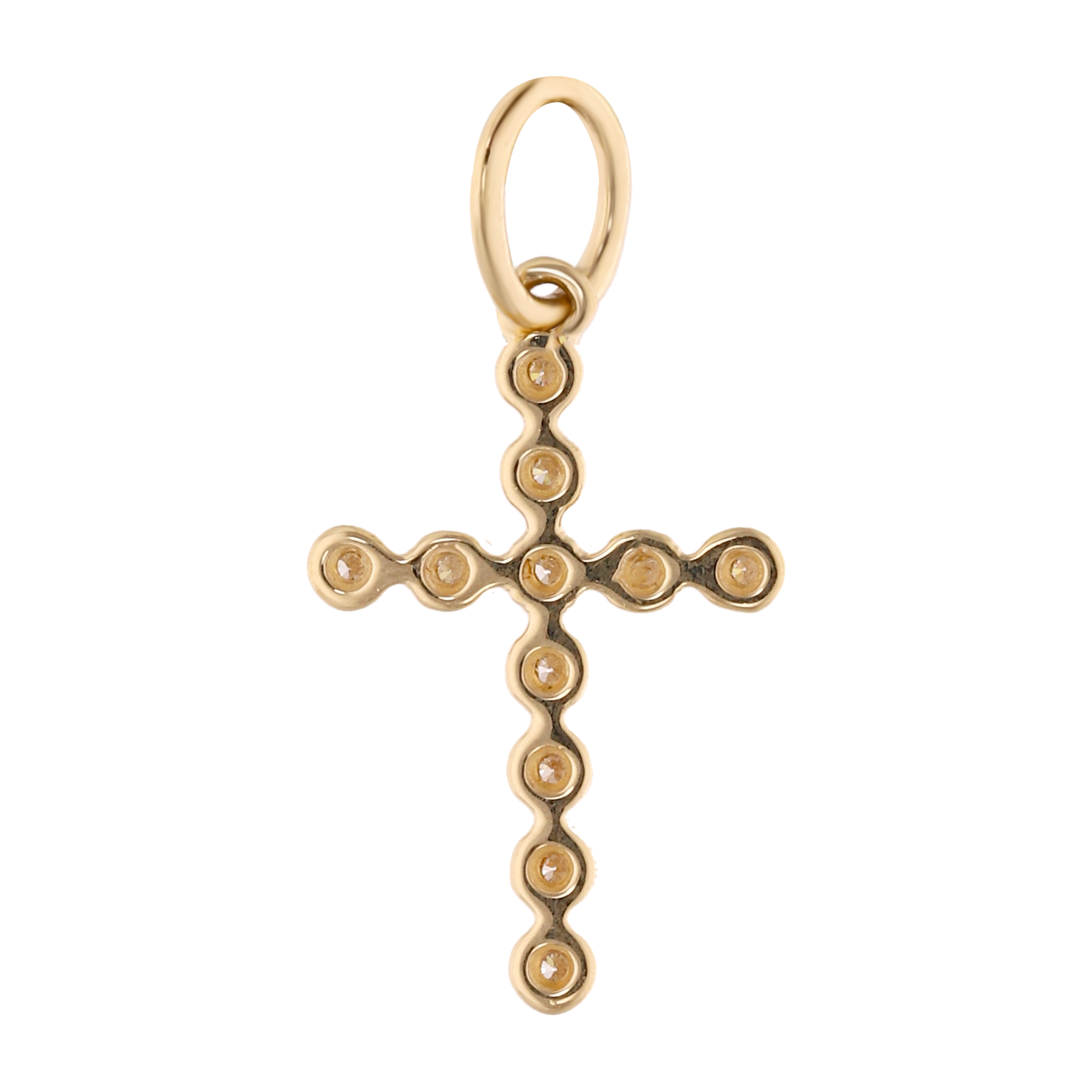 Cruz chica diamantes oro amarillo 14K