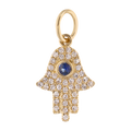 Mano de Fátima diamantes y zafiro 14K