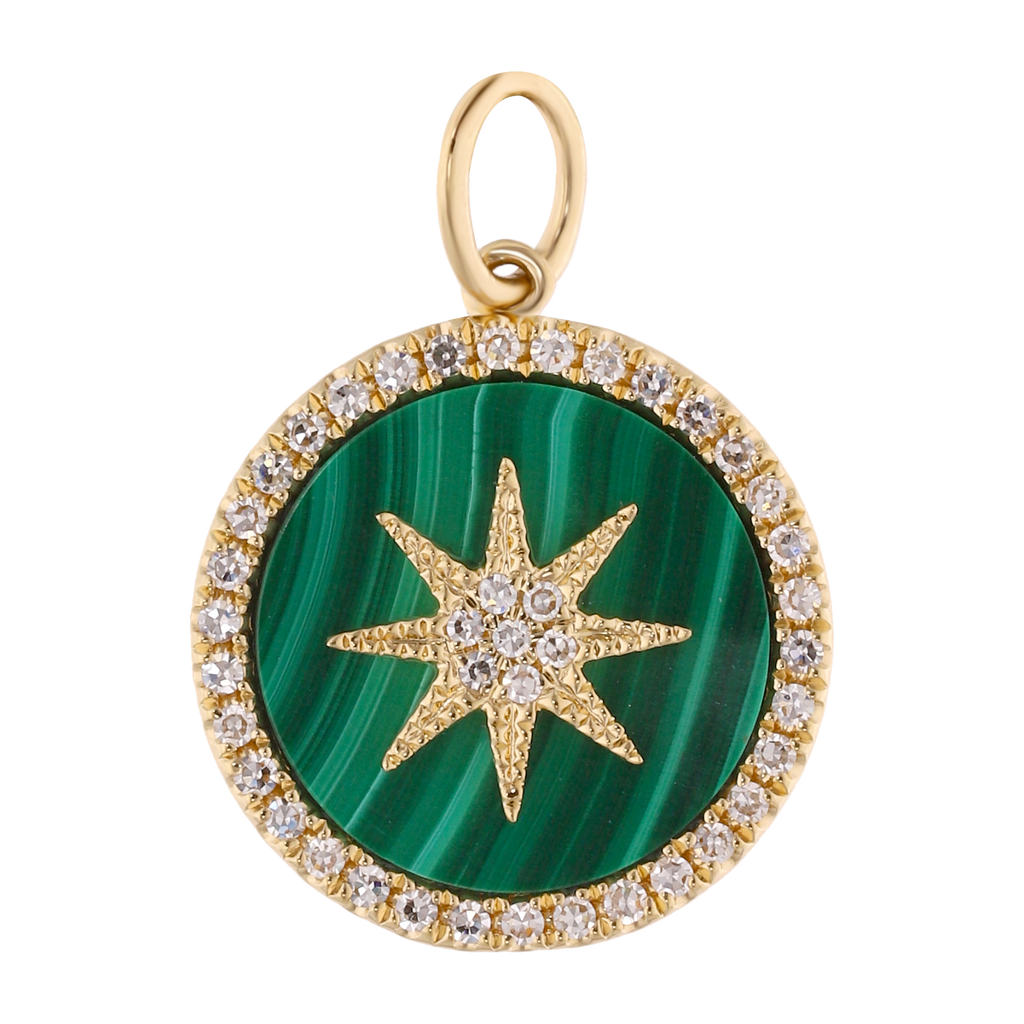 Medalla malaquita estrella brillantes 14K