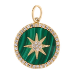 Medalla malaquita estrella brillantes 14K