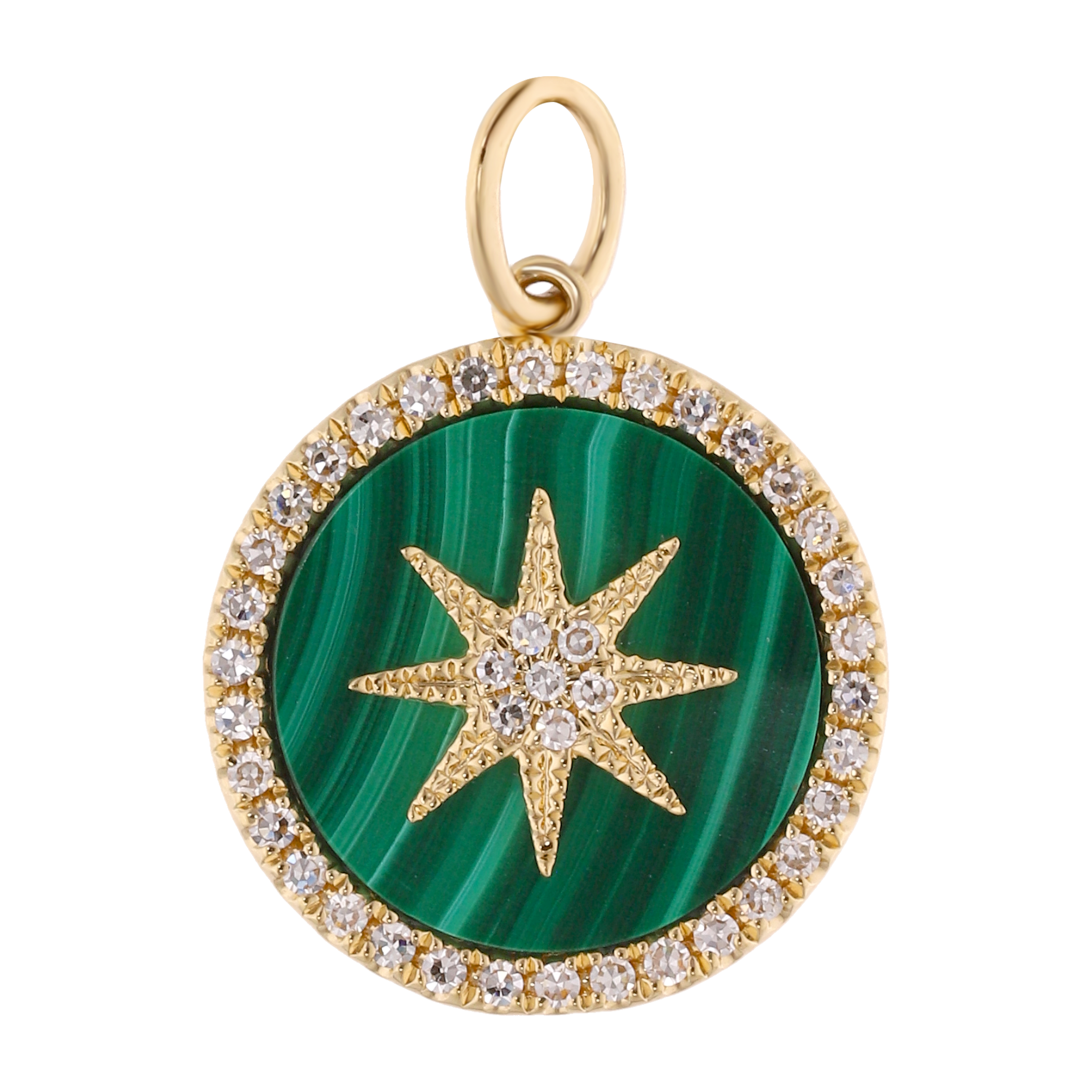 Medalla malaquita estrella brillantes 14K