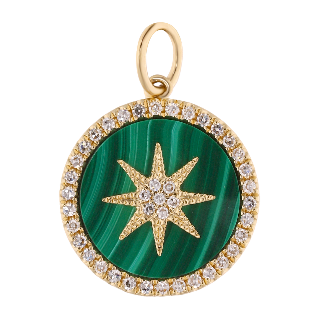 Medalla malaquita estrella brillantes 14K