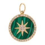 Medalla malaquita estrella brillantes 14K
