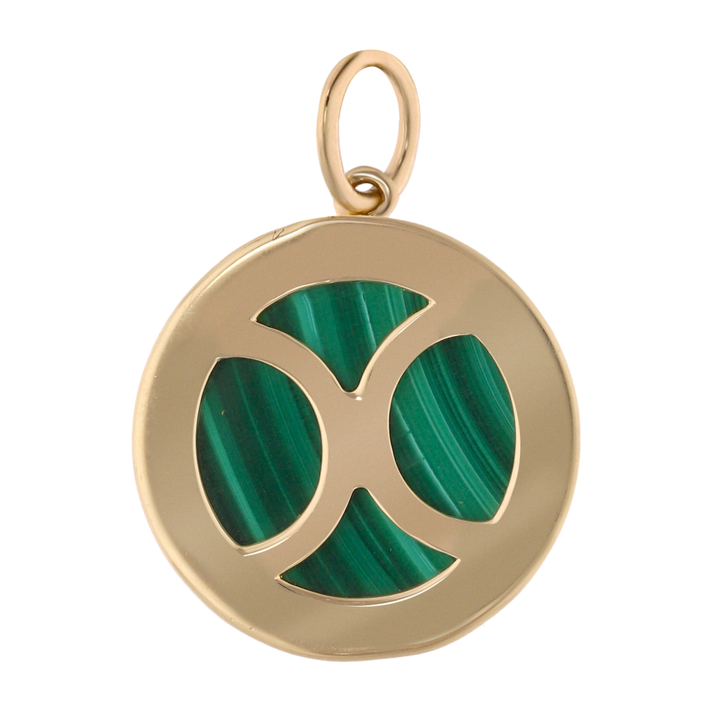 Medalla malaquita estrella brillantes 14K