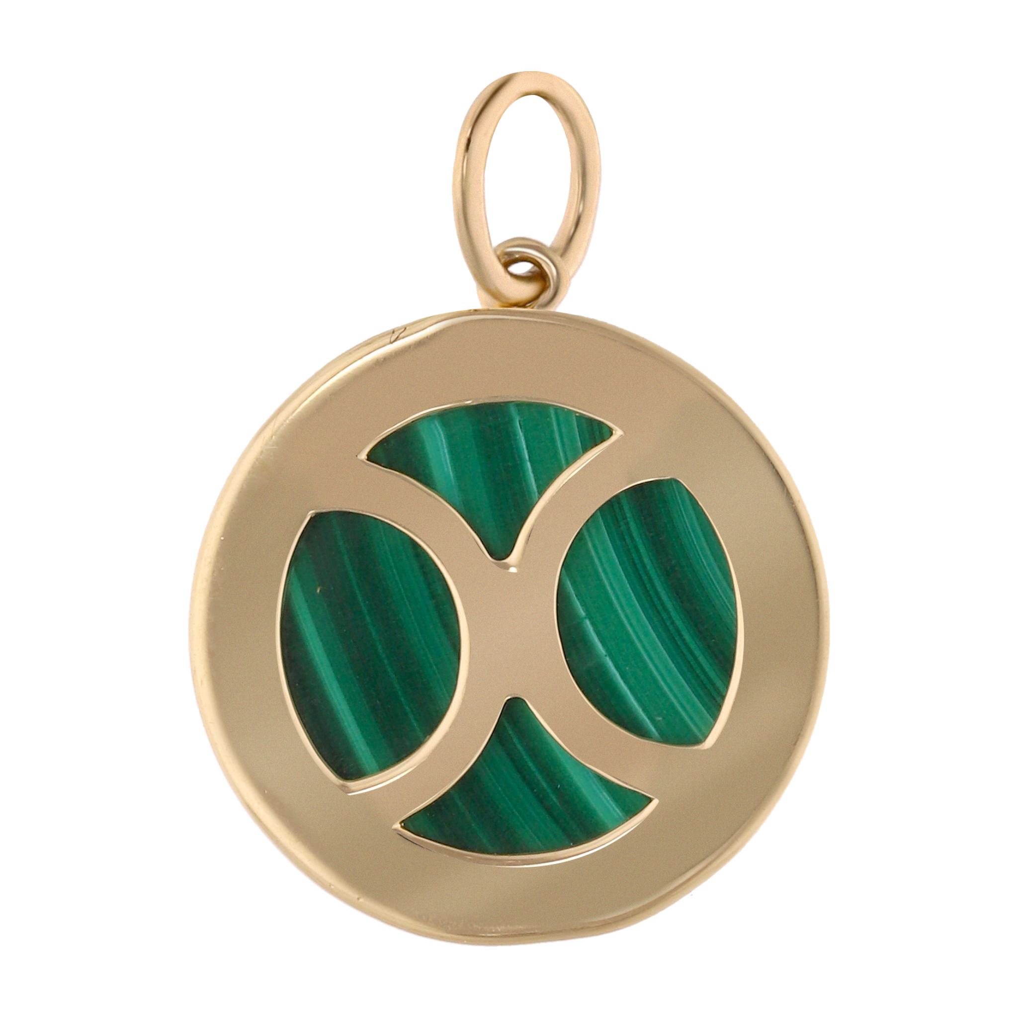 Medalla malaquita estrella brillantes 14K