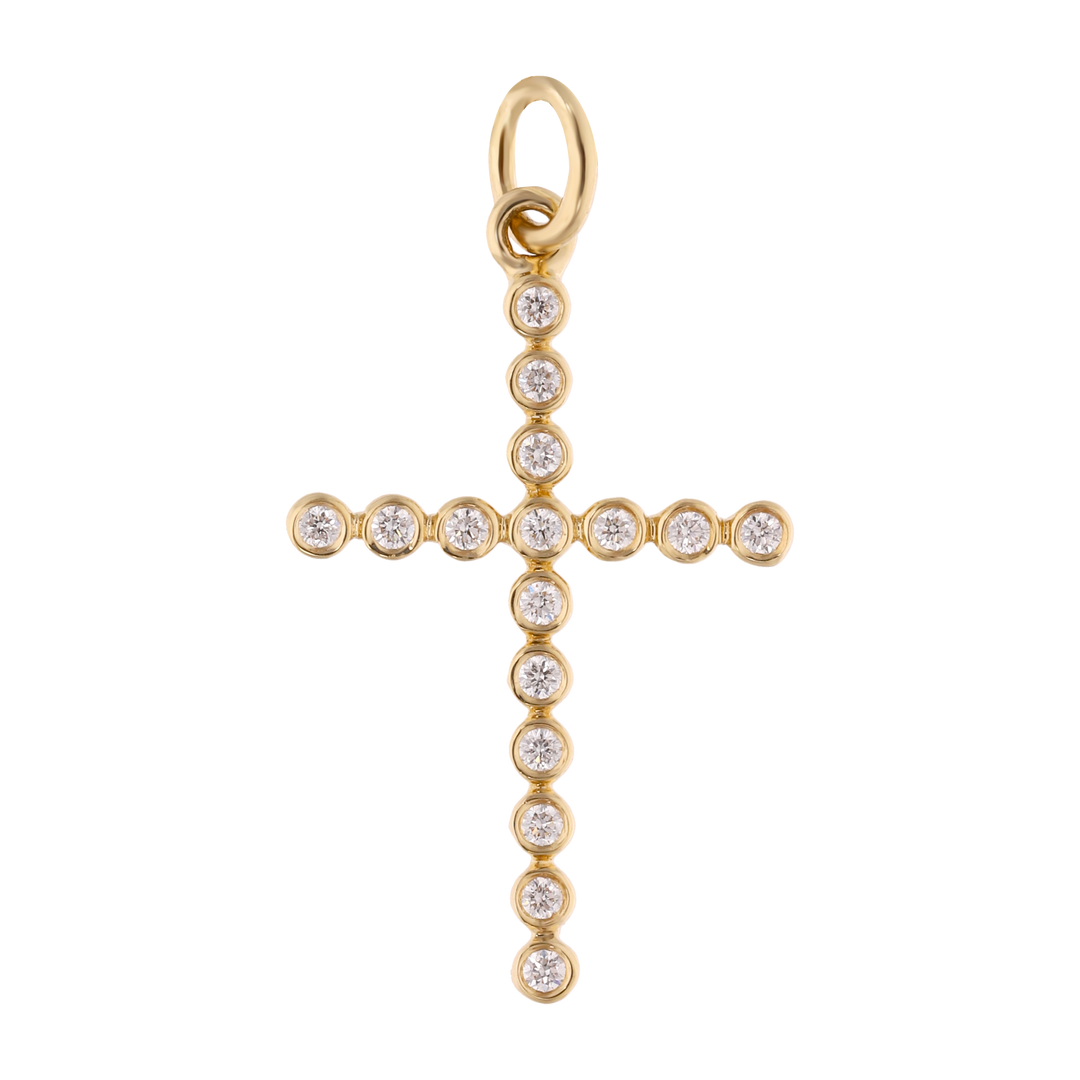 Cruz mediana diamantes oro amarillo 14K