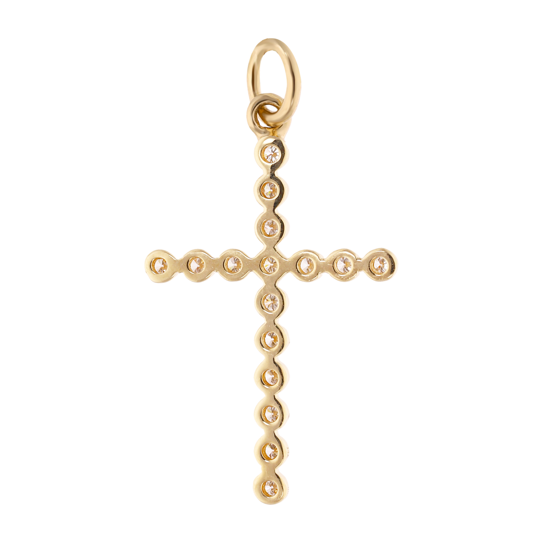 Cruz mediana diamantes oro amarillo 14K