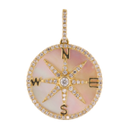 Medalla rosa del viento madre perla y diamantes 14K