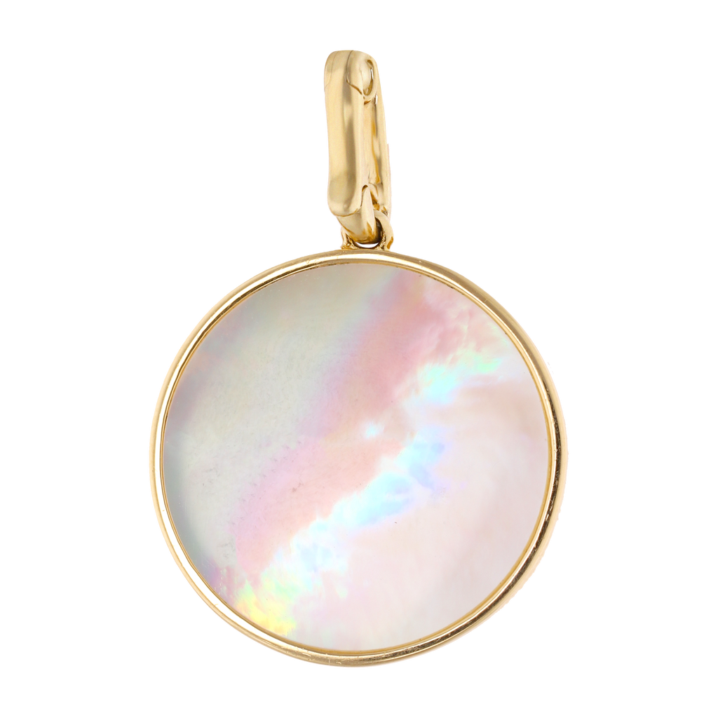 Medalla rosa del viento madre perla y diamantes 14K