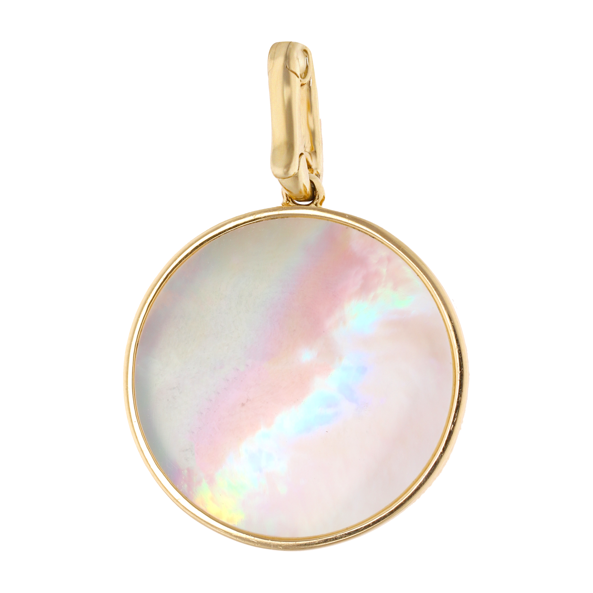 Medalla rosa del viento madre perla y diamantes 14K