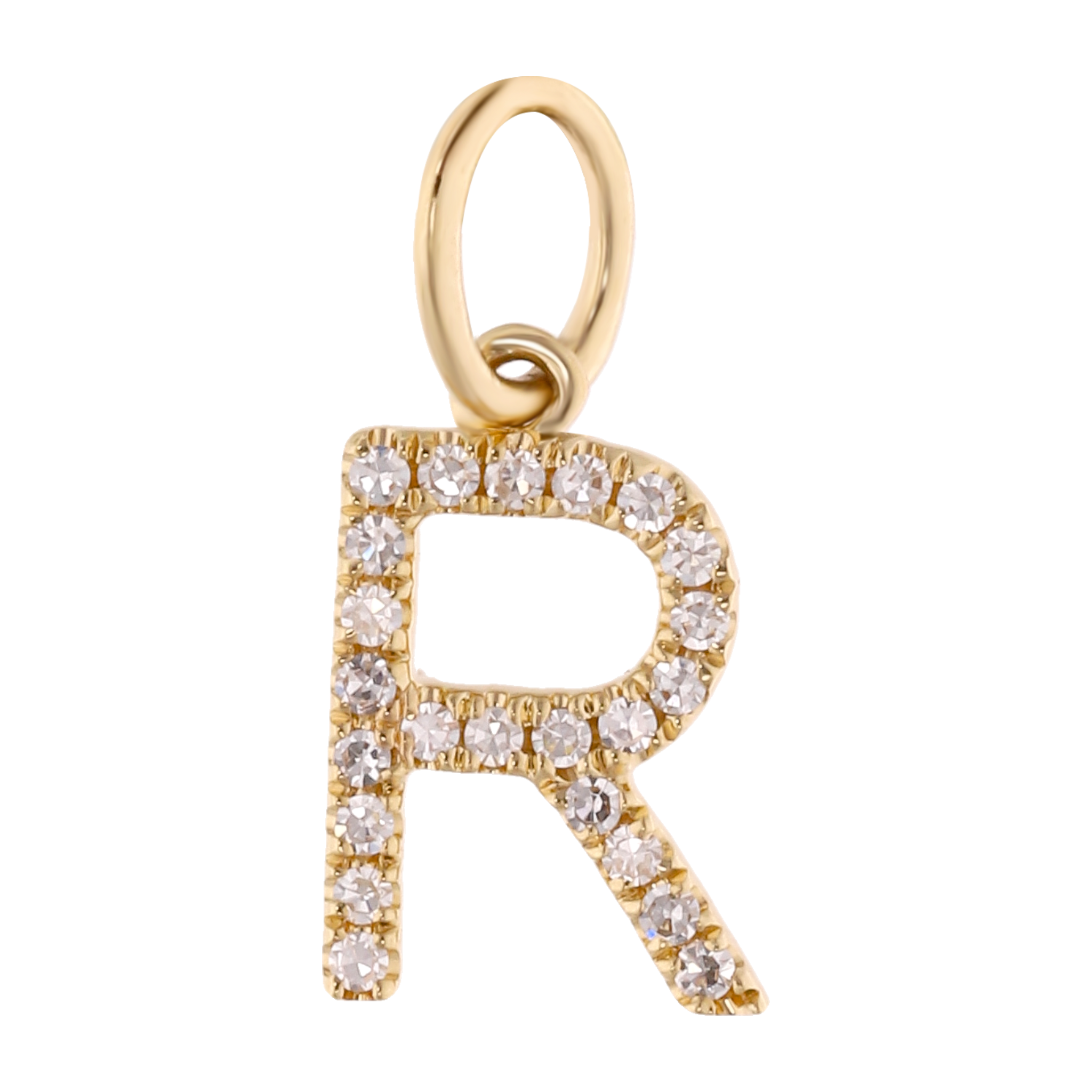 Dije inicial chica diamantes 14K