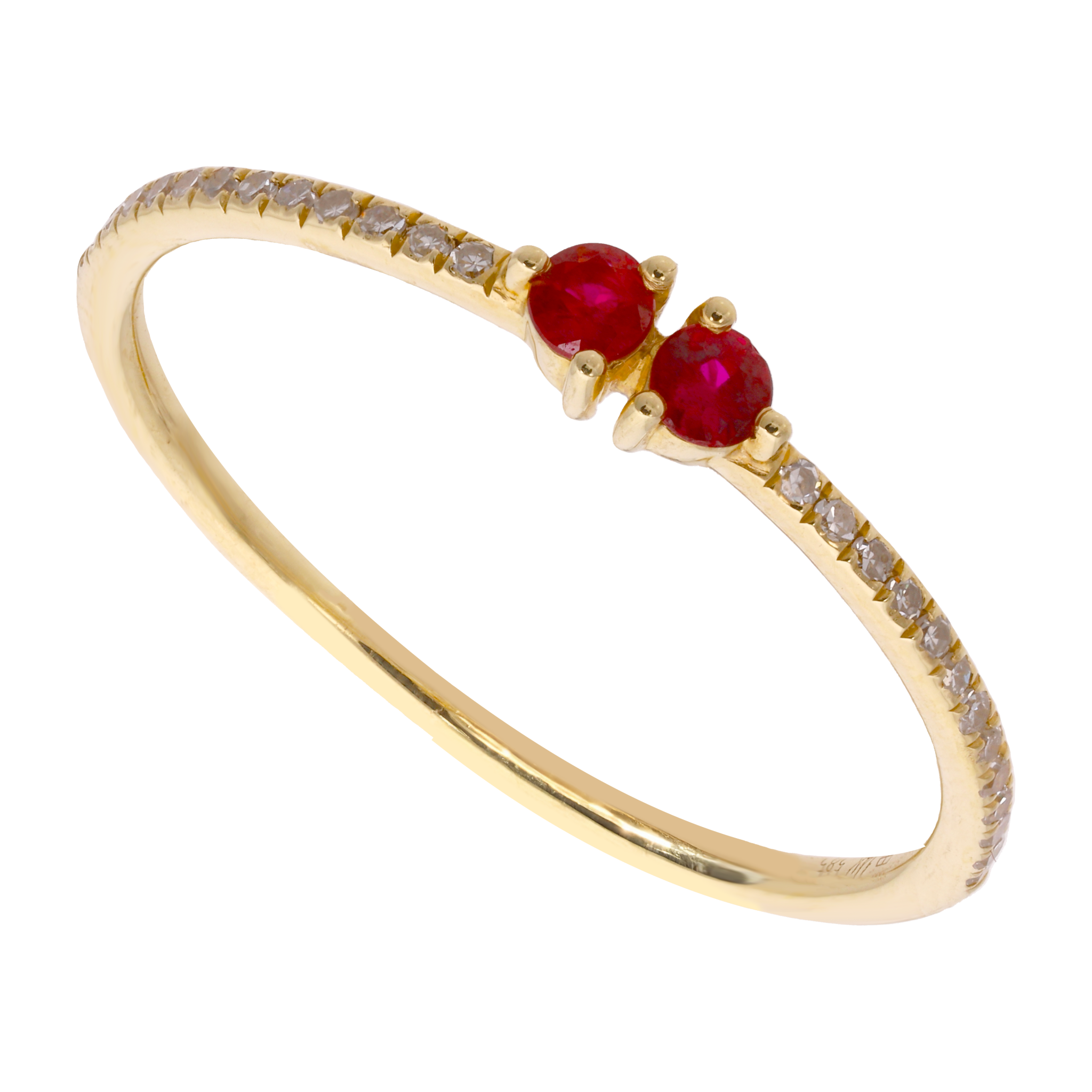 Anillo rubí brillantes oro amarillo 14k