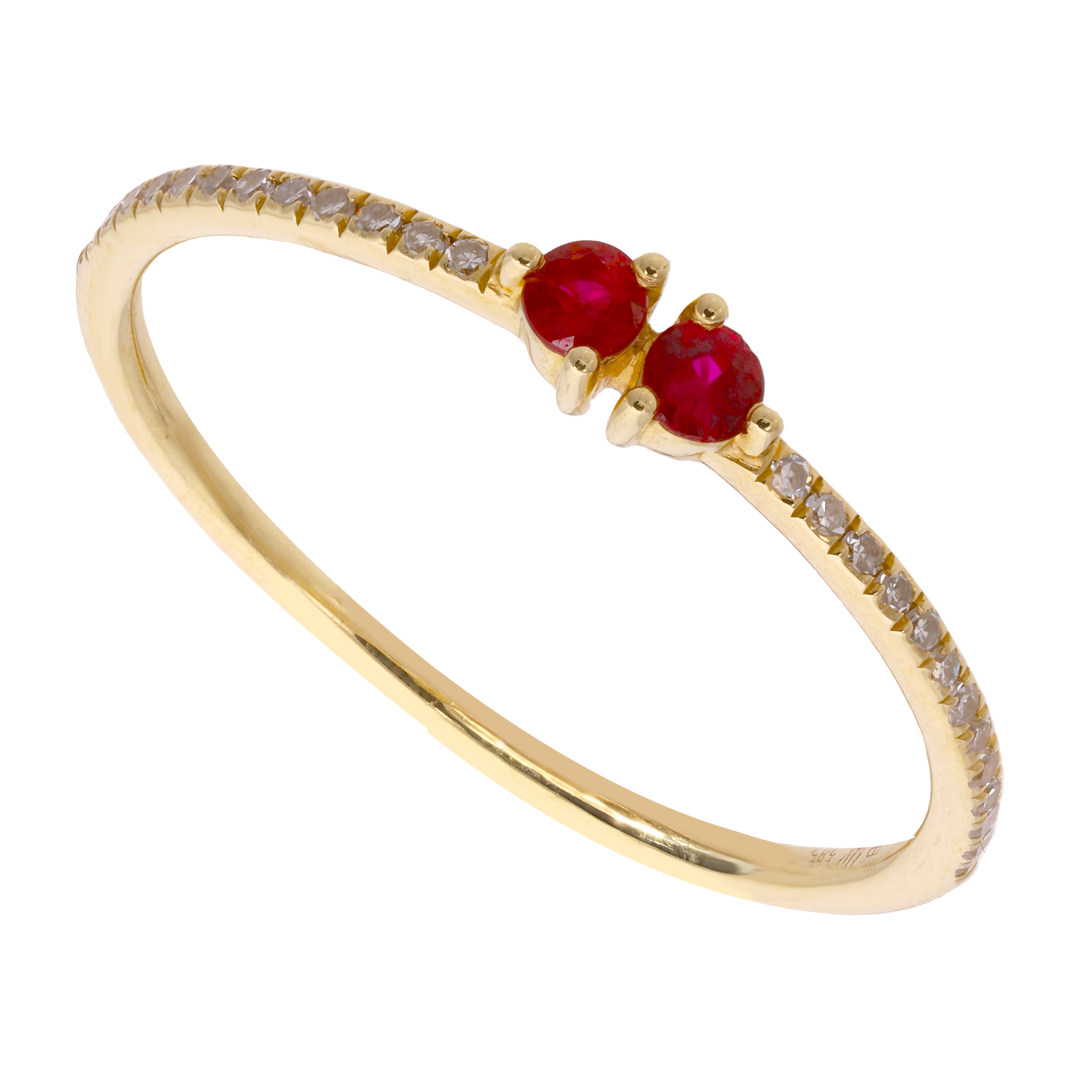 Anillo rubí brillantes oro amarillo 14k