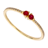 Anillo rubí brillantes oro amarillo 14k