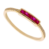 Anillo rubí princess y brillantes 14K