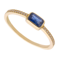 Anillo rubí/zafiro baguette y brillantes 14K