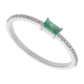 Anillo baguette esmeralda y brillantes 14K