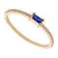 Anillo zafiro baguette y brillantes 14K
