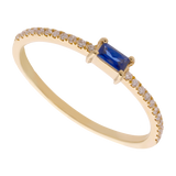 Anillo zafiro baguette y brillantes 14K