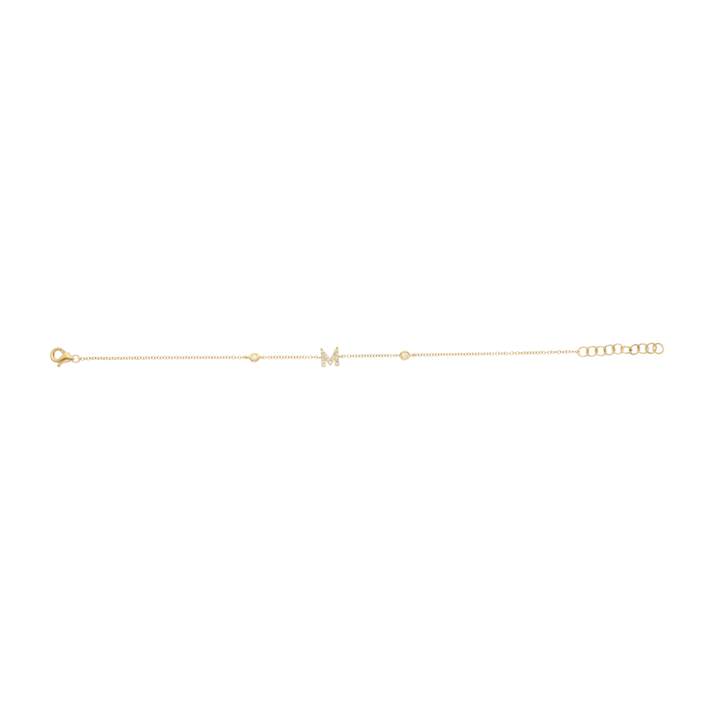 Pulsera letra diamantes 14K