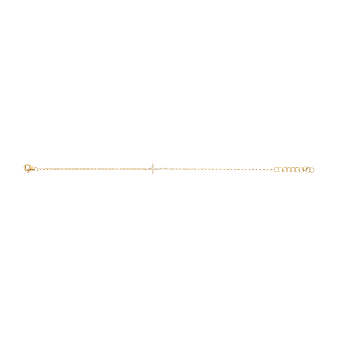 Pulsera cruz diamantes 14K