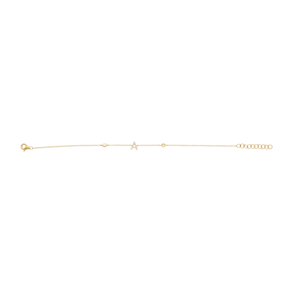 Pulsera letra diamantes 14K