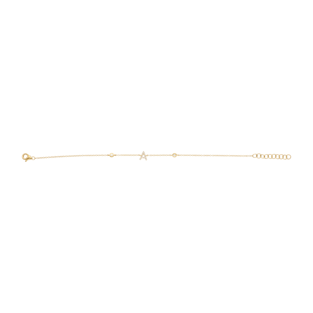 Pulsera letra diamantes 14K
