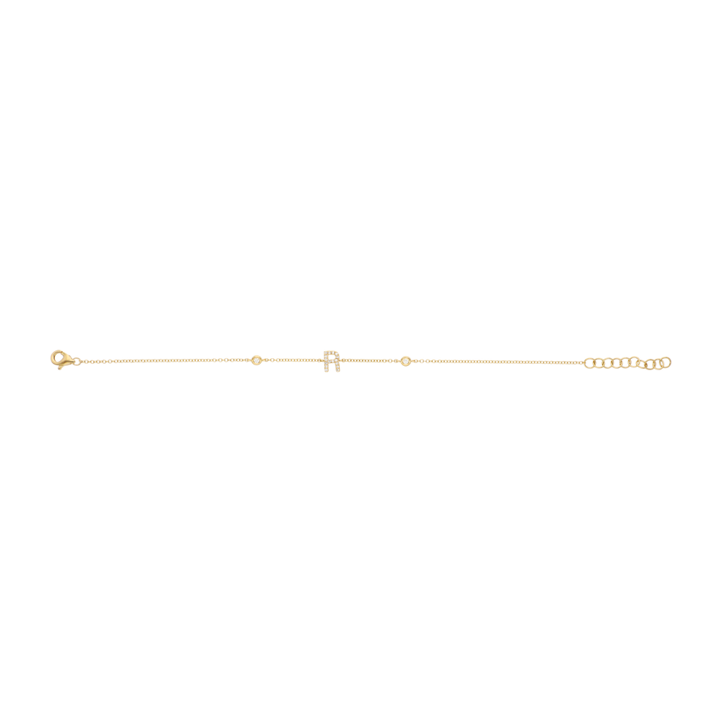 Pulsera letra diamantes 14K