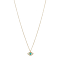 Collar ojo turco turquesa y brillantes 14K