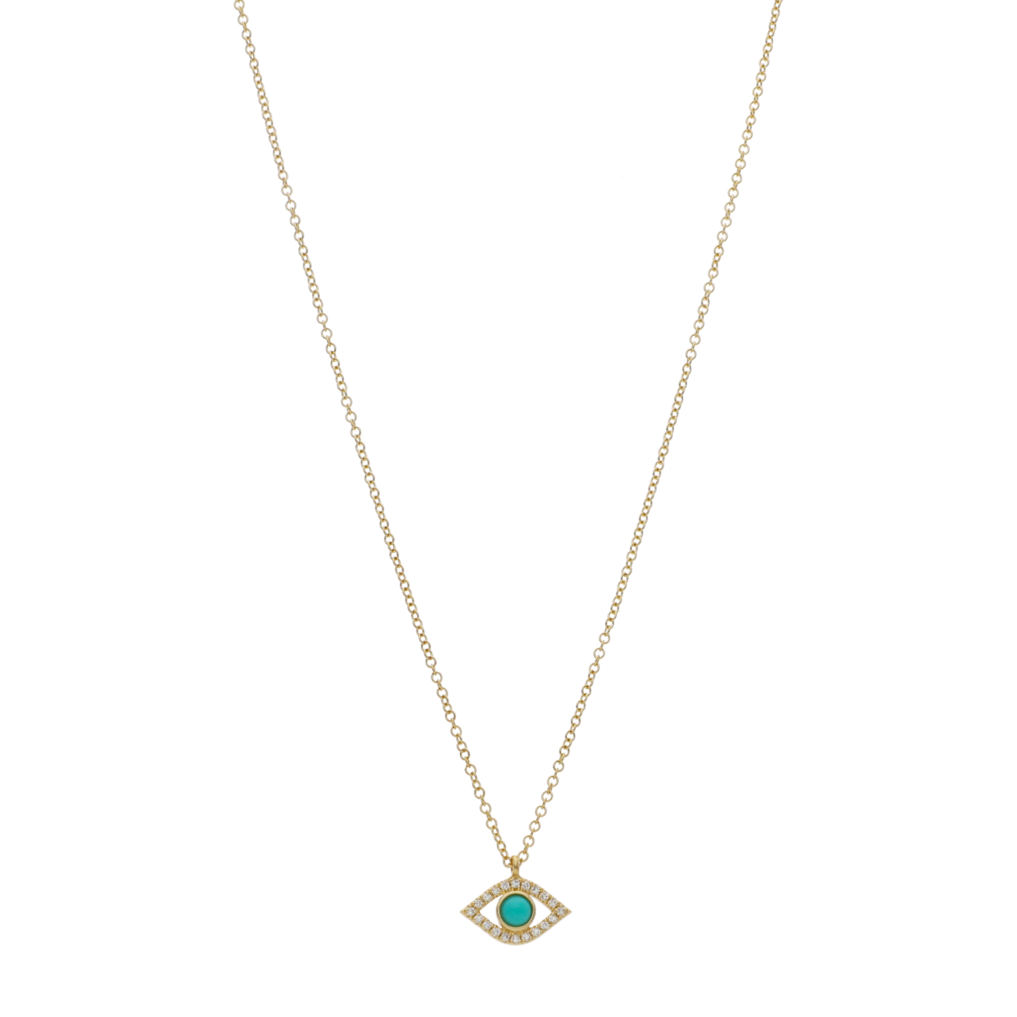 Collar ojo turco turquesa y brillantes 14K