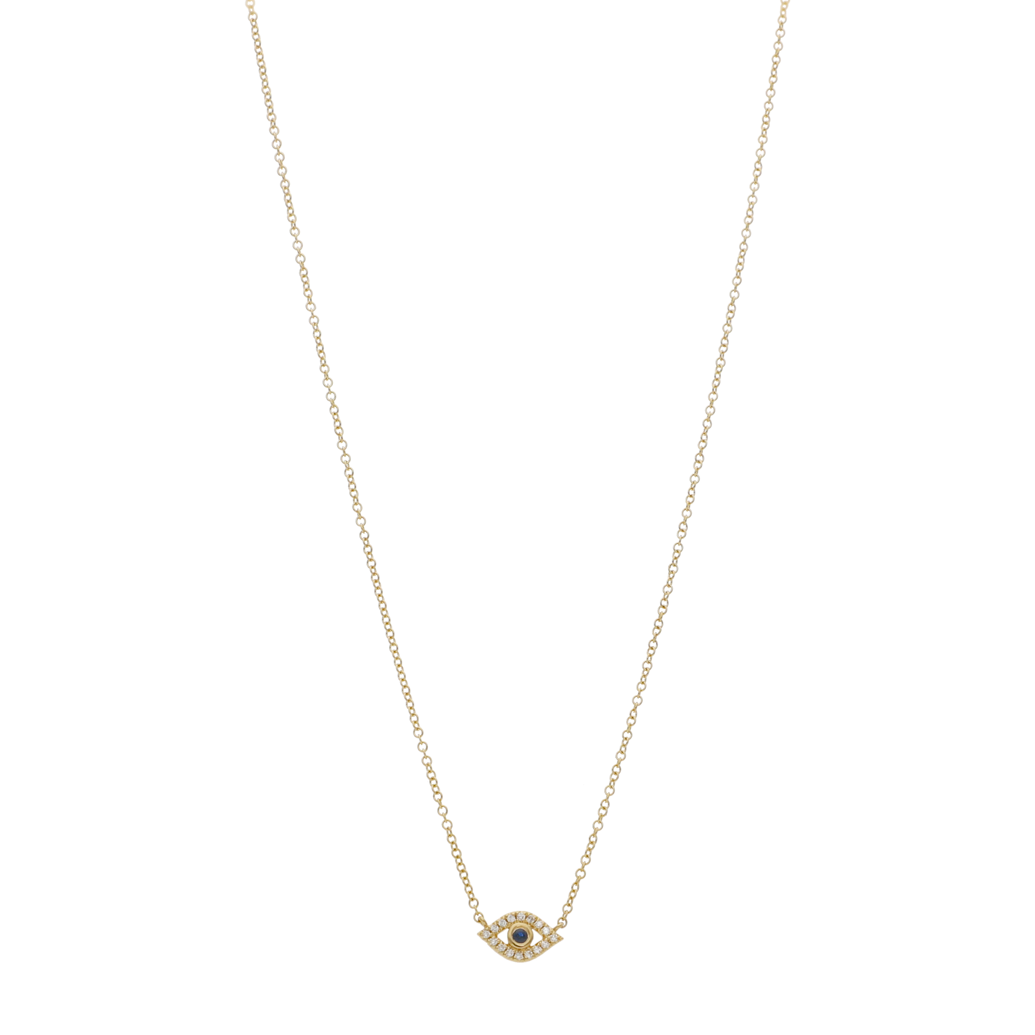 Collar ojo turco zafiro y diamantes 14K