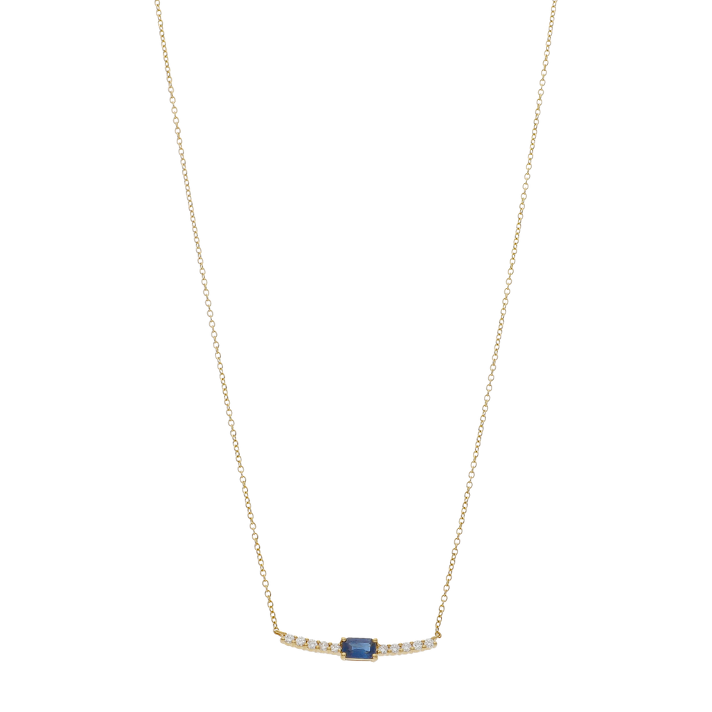 Collar sonrisa zafiro baguette y brillantes 14K