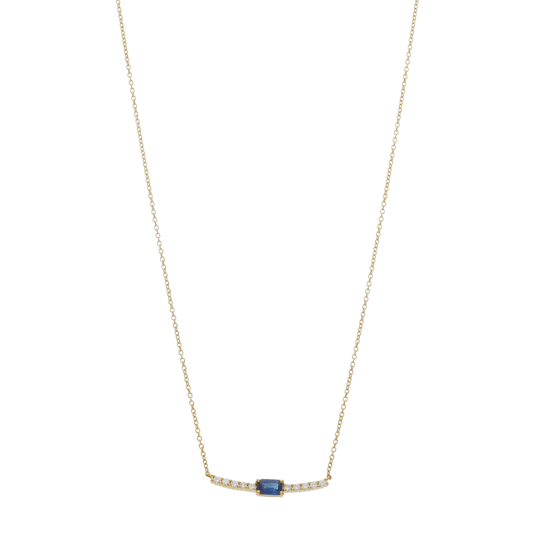 Collar sonrisa zafiro baguette y brillantes 14K