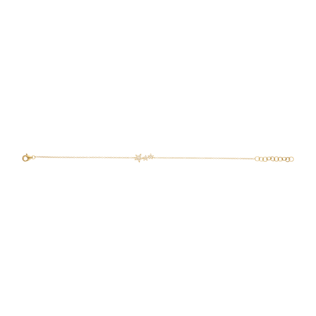Pulsera 3 estrellas diamantes 14K