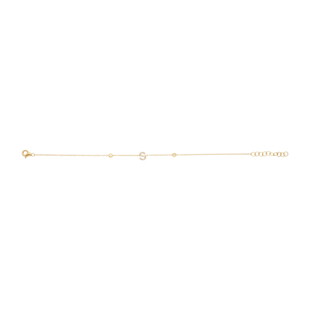 Pulsera letra diamantes 14K