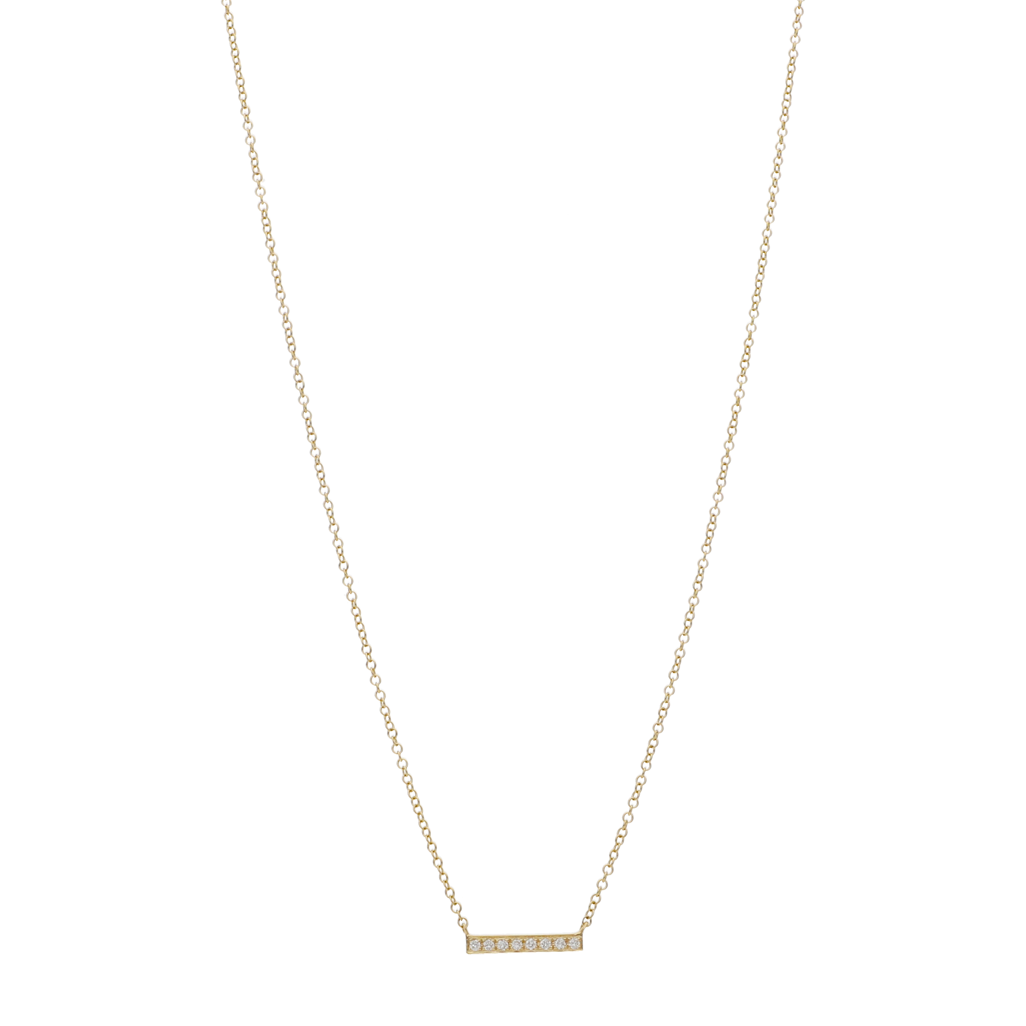 Collar barra 8 brillantes 14K
