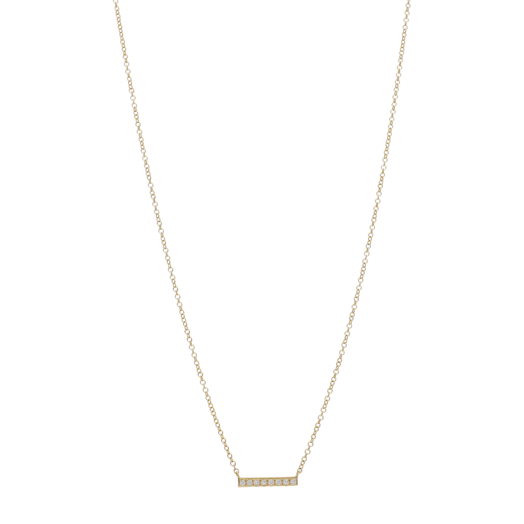 Collar barra 8 brillantes 14K
