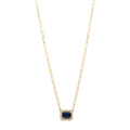Collar zafiro bisel brillantes clip 14K