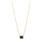 Collar zafiro bisel brillantes clip 14K