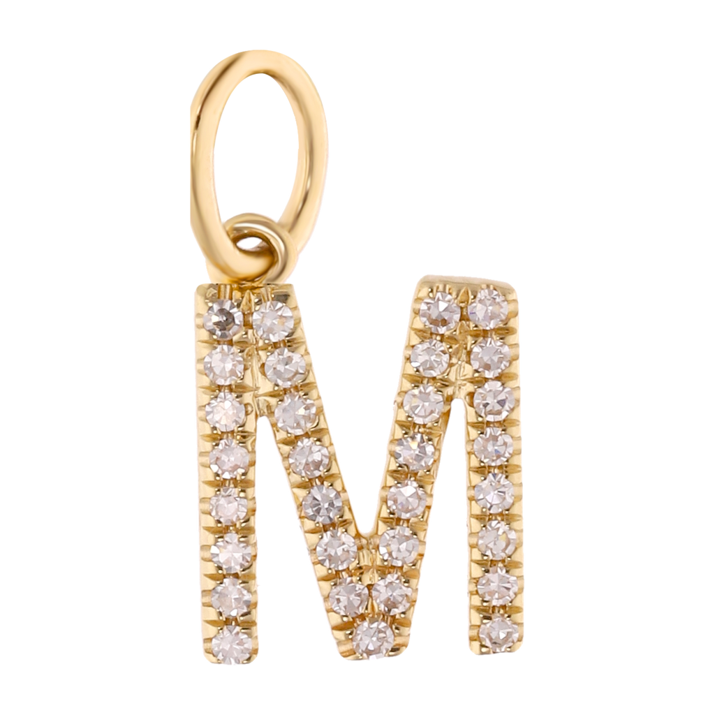 Dije inicial chica diamantes 14K